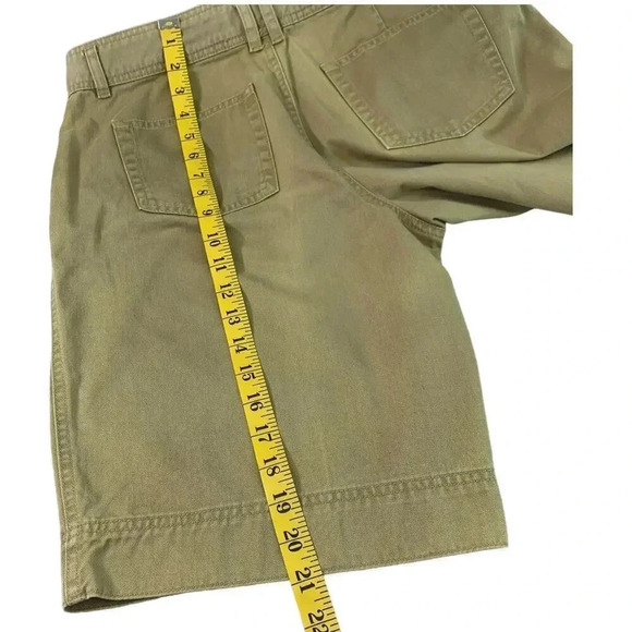 London & London Canvas Bermuda Mid Rise Jeans Shorts Straight Leg Size 10 Khaki - Picture 9 of 10